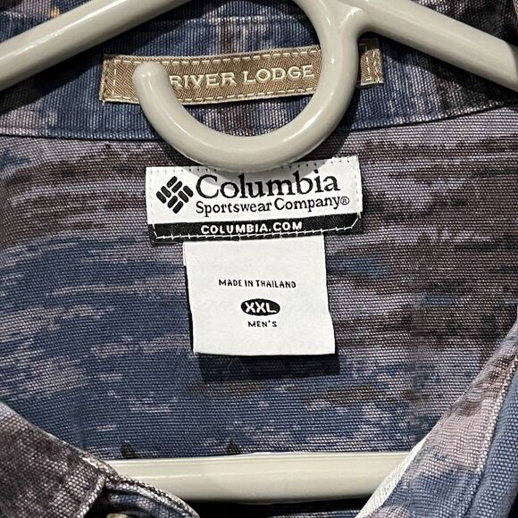 Columbia River Lodge Long Sleeve Blue Button Down Duck Hunting XXL Shirt EUC - Picture 3 of 5
